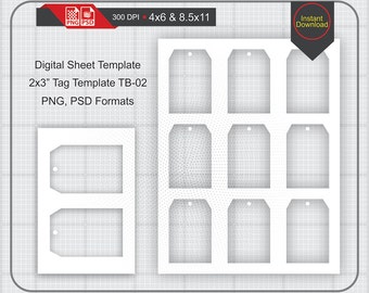 2x3" Gift Tag Template Instand Download, With Clipping Mask, Make Your Own Template Png and Psd Formats, Transparent Background