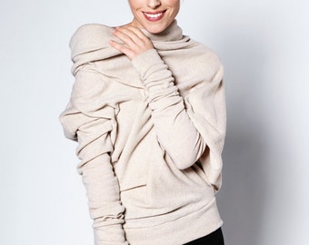 Unique sweater | Pastel sweater | Cozy sweater | Asymmetric sweater | LeMuse cosy wool sweater