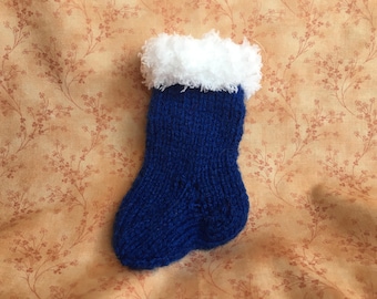 Knit Mini-Stocking Ornament - Blue
