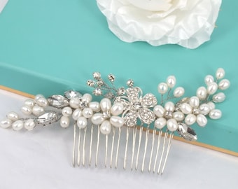 Sophie-Freshwater Pearl and Rhinestone Bridal Comb