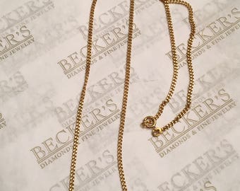 Vintage 18k yellow gold 2mm wide Curblink Chain necklace, 21.5" and 7.77 grams