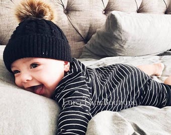 Baby wool beanie/Baby pom beanie/Baby beanie/Toddler beanie/Baby winter hat/Baby hat/Knitted baby beanie/Knit baby hat/Newborn baby beanie