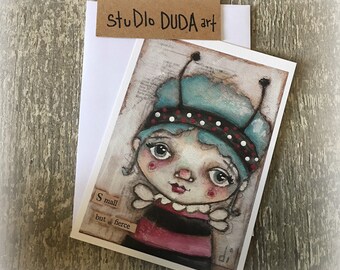 New! STUDIO DUDA ART mini print/frameable greeting card on velvety bright paper - "Fierce" - 5 x7" print