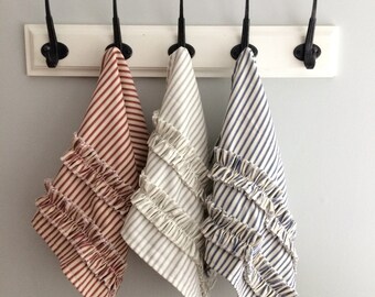 Decorative Hand Towels With Ruffles | Gray Red Navy Blue Black Brown