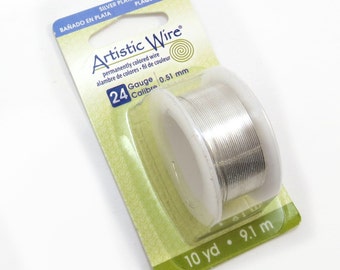 Artistic Wire, 24 Gauge Silver Wire, Tarnish Resistant Silver Artistic Wire, 10 Yard Spool, Wire Wrapping Supplies, Item 115wr