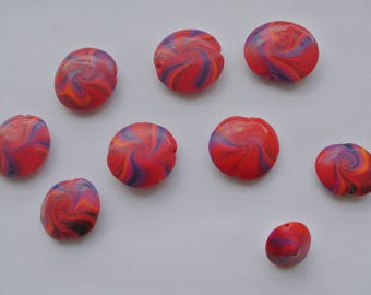 set of 9 beads polymer clay for creation