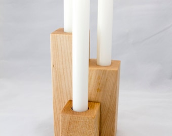 Wooden Candlestick Holder Set