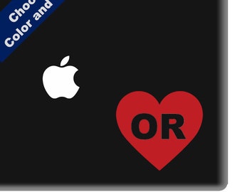 I Heart Oregon Decal - Love - for Laptop, Car, iPhone
