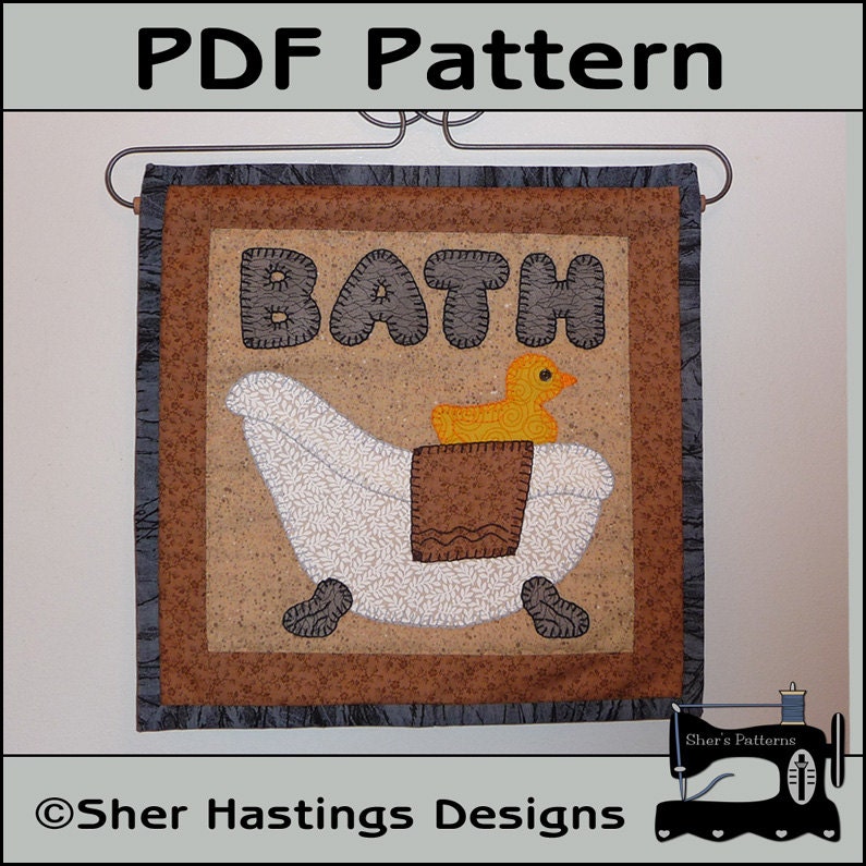 PDF Pattern for Claw Foot Bathtub Mini Quilt Bathtub Applique