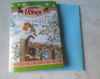 1 x double cardstock patterned bird card + envelope 16 x 11.25 cm