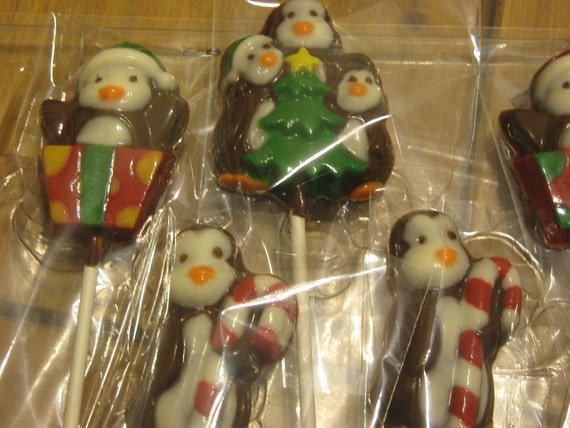 One dozen holiday penguin lollipops