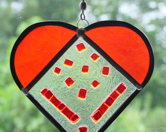 Red stained glass heart suncatcher