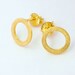 1 Pair of 925 Sterling Silver 24k Gold Vermeil Style Brushed Circle Stud Earrings 9mm. :vm0607