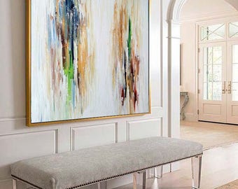 ORIGINAL ABSTRACT Painting, Large Original Painting, Gold Abstract Art, Acrylic Painting on Canvas, XL large Canvas Art. Custom Painting