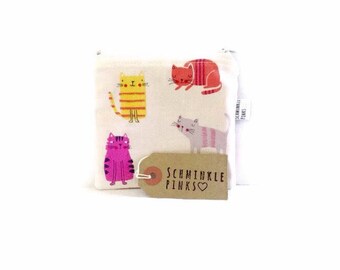 Colourful Cats Coin Purse, Zipper Pouch, Cat Purse, Coin Pouch, money wallet, Change Purse