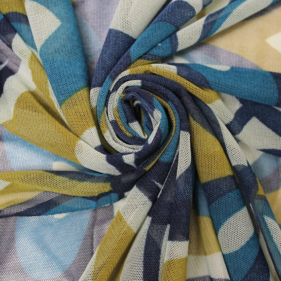 Teal Flora Print Power Mesh Fabric Style 8067