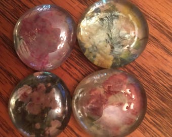 Four Floral Marble Magnets