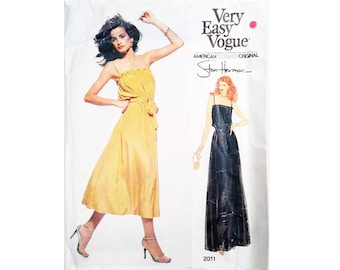 UNCUT Vogue American Designer Original 2011 Stan Herman Vintage 70s Spaghetti Strap Maxi or Evening Dress Sewing Pattern Size Bust 34" UK 12