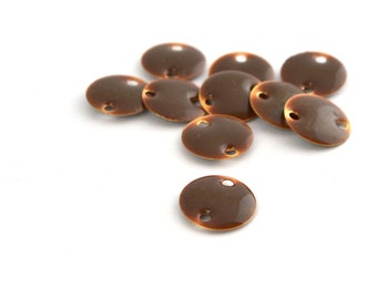 10 round sequins glazed 12 mm Brown and gold