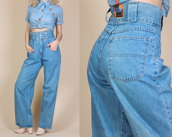 90s Super High Waisted Jeans - Medium // Vintage Wide Leg Denim Pants Retro Mom Jeans