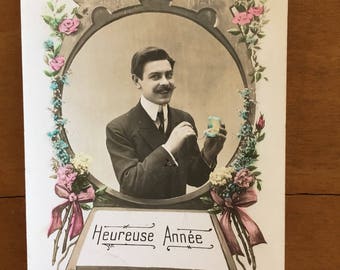 Vintage French Postcard - Bonne Annee Gentleman