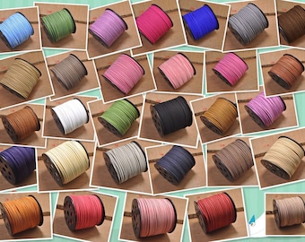 10Yards Flat Faux Suede Leather Cord,DIY Leather String Cord Supplies,Faux Suede Lace,bracelet cord,necklace cord,Vegan Suede Cord,50 colors