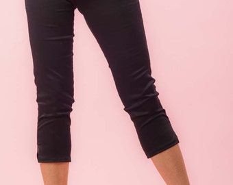 Side Zip Capri Pants Black Twill Retro / Rockabilly / Vintage 50s Pinup Clothing