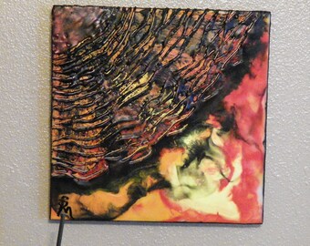 Fire, Encaustic on 10 x 10 cradled wood