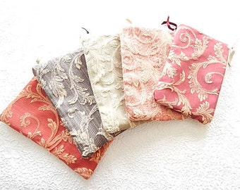 Upholstery pouch, tapestry zipper pouch, acanthus floral print purse, fabric clutch, flat zipper purse, 5 colors