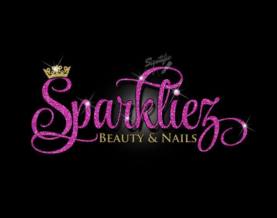 Glitter bling Beauty Salon Logo Custom Salon Glitter Fuchsia