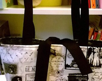 Handcrafted, Vintage Paris 2 handbag, knitting bag, purse