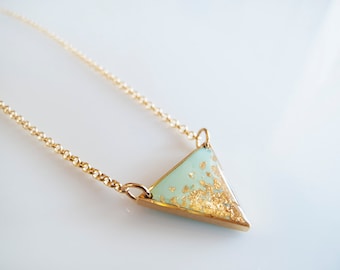 Mint Gold Triangle Adjustable Necklace - Geometric Necklace