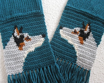 Australian Cattle Dog. Teal crochet scarf with blue heeler dogs. Knit dog scarf. Cattle dog gift