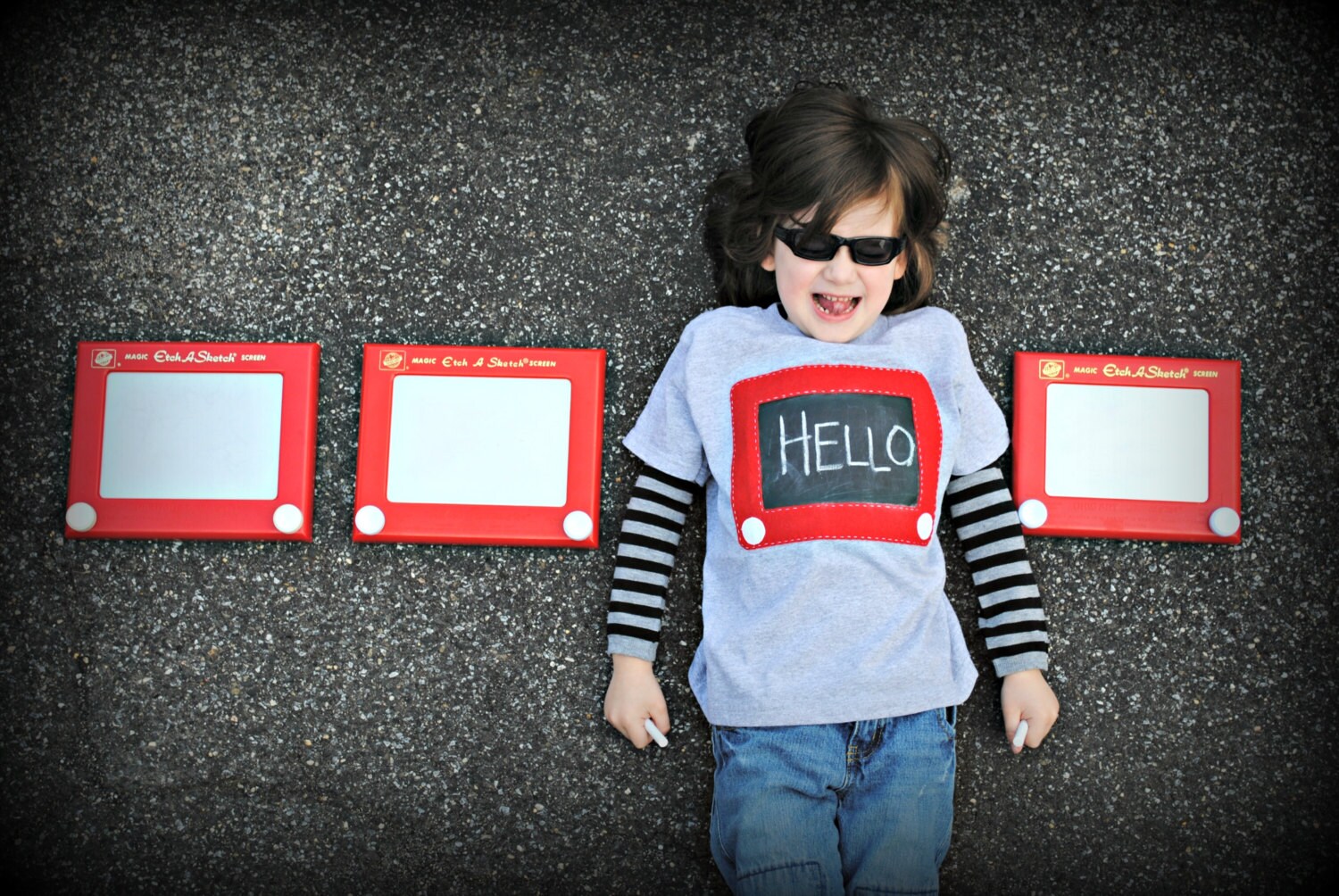 Chalkboard kids tshirt Etch A Sketch inspired