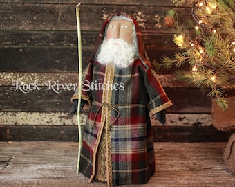 Primitive Old World Santa Pattern, Christmas Folk Art Santa Doll Digital PDF Pattern