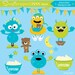Monster Sleepover Clipart, Monster Clipart, Monster Slumber Party clipart, Monster Party clipart, Sleep Over - Commercial License Included