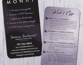 Monat Business Cards Personalized - with Wash Instructions - Durable 16pt - Rich Matte Finish -PRINTED and SHIPPED directly to YOU!