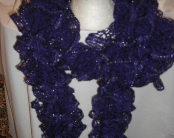 Handmade Knit Ruffle Scarf appr 4 x 62