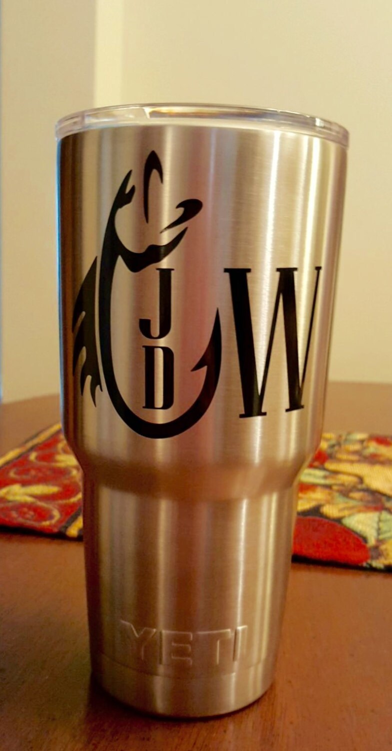 Men's Yeti Fish Hook Monogram Masculine Decal for Yeti