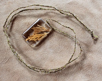 Cedar needles in plant-based resin with braided cord necklace - simple nature jewelry ecoresin bioresin bio eco resin