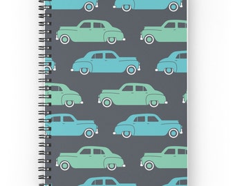 Classic Car Journal • Car Journal • Retro Notebook • Classic Car Notebook • Spiral Notebook • Spiral Journal • Deluxe Notebook • Retro