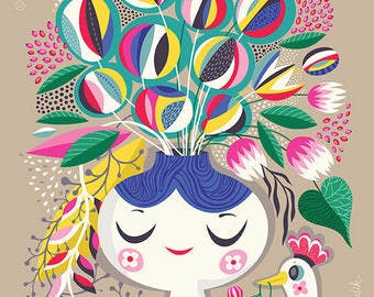 A Blooming Mind.. - limited edition giclee print of an original illustration (8 x 10 in)