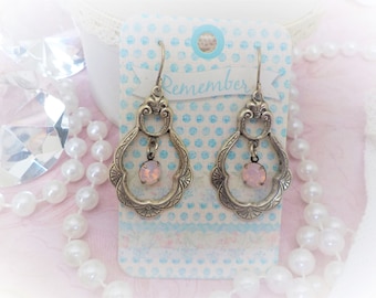Art Nouveau Crystal pink earrings
