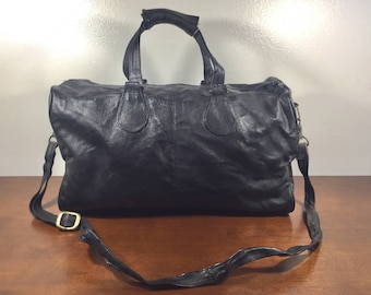 Black Leather Duffel Bag, Duffle Bag, Gym Bag, Travel Bag