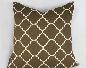 Morocon Geo Brown - Outdoor Pillow Cushion Cover - Accent Pillow - Throw Pillow - Indoor Outdoor
