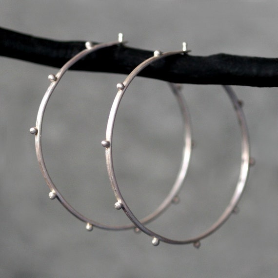 sterling silver beaded hoop earrings
