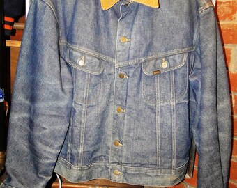 Vintage LEE Storm-Rider-Lined-Denim-Work-Coat-Jean-Jacke size 48 LOOK 46