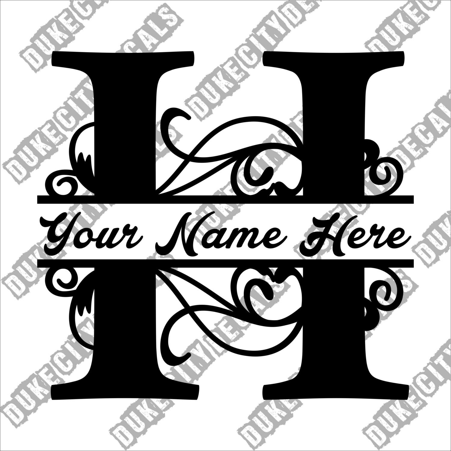 Letter H Floral Initial Monogram Family Name Vinyl Decal