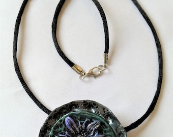 Flower Design Polymer Clay Pendant