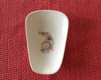 Ceramic Spoon Rest With Morning Glory 5" Long And 3 1/2" Wide At Top of Spoon